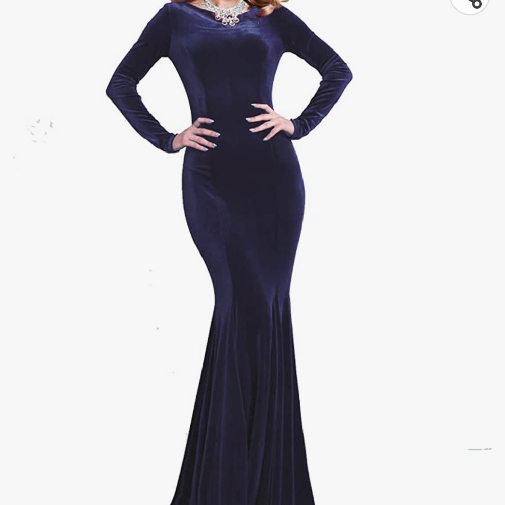 NWT TPonline Velvet Mermaid Prom Dress Long Evening Party Dress